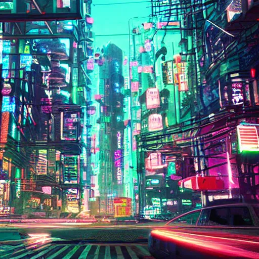 Prompt: cyberpunk city lsd