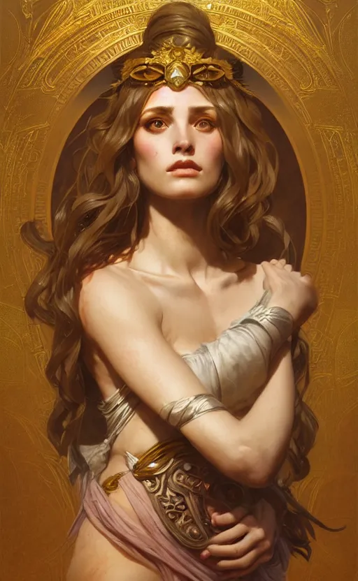 Image similar to portrait of the goddess circe, greek mythology, intricate, headshot, highly detailed, digital painting, artstation, concept art, sharp focus, cinematic lighting, illustration, art by artgerm and greg rutkowski, alphonse mucha, cgsociety