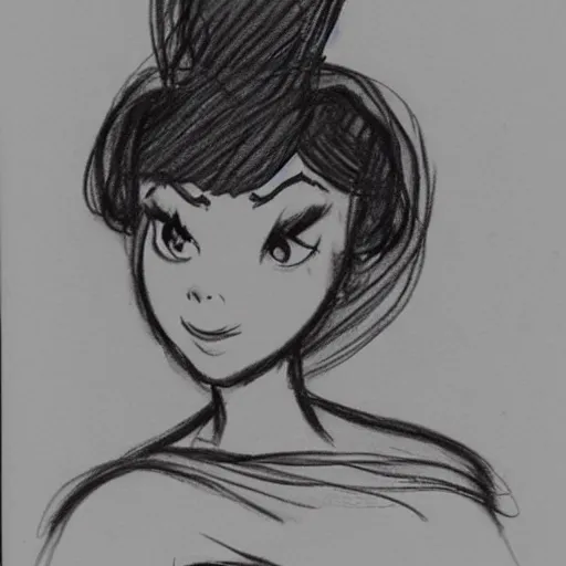 Image similar to milt kahl sketch of a cuban girl who looks like a squirrel as princess padme in star wars episode 3