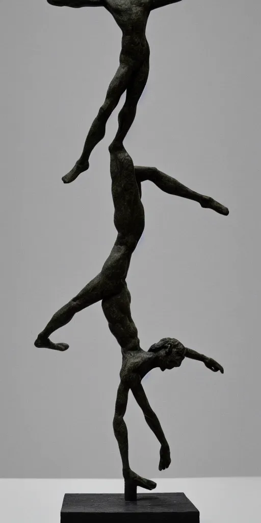Image similar to sculpture of an acrobat, in the style of alberto giacometti, 4 k