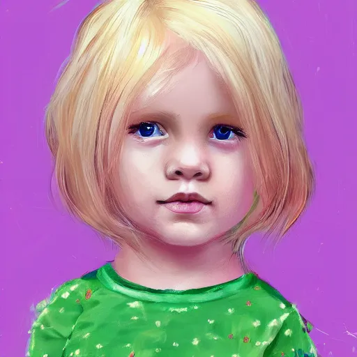 Prompt: 3 year old swedish girl, blonde, hibiscus in hair, artstation