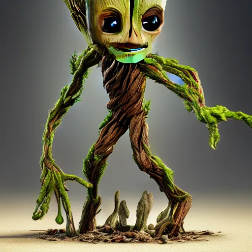 Image similar to generate groot character in a nutshell, fine, hd, octane render,