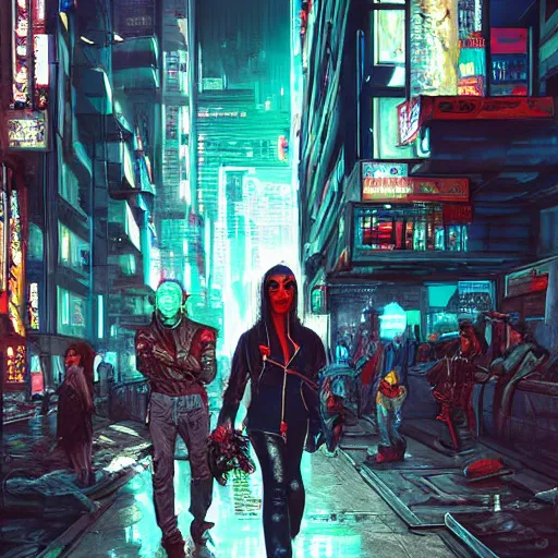 Prompt: cyberpunk people on desolate street, artgerm, highly detailed, hyper realistic, communist future