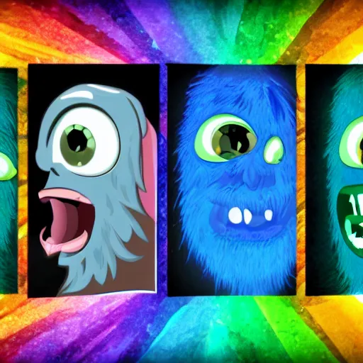 Image similar to rainbow! gem! crystal! monster, 8 k, hd