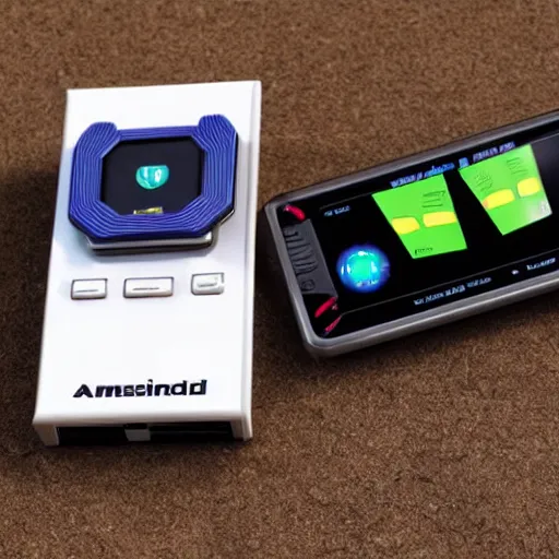 Image similar to the new Amstrad smartphone with joysticks, packshot photo