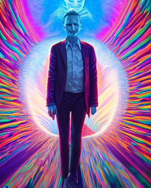 Prompt: portrait ultra dimensional liam neeson, accidentally tripping on dmt and acid, psychedelic experience, overwhelming psychosis of self realization and burning awakening, ultra high definition, unreal engine 5, hyperrealism, masterpiece composition, by casey weldon, barclay shaw 8 k photorealistic