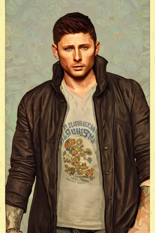 Prompt: a detailed matte portrait of an jensen ackles dressed as dean from the gilmore girls, masterpiece, 8 k, art by alphonse mucha and greg rutkowski