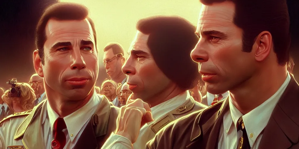 Image similar to john travolta as forrest gump, highly detailed, digital painting, artstation, concept art, matte, sharp focus, illustration, art by artgerm and greg rutkowski and alphonse mucha