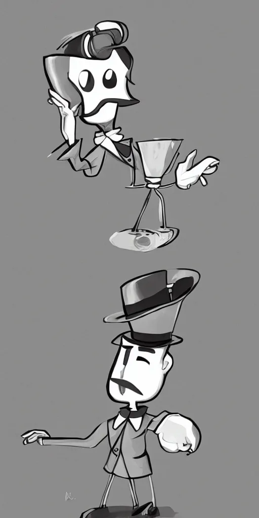 Image similar to nikola tesla as a cuphead boss on a level in the cuhpead style, smooth, cinematic perspective, smooth, artstation, behance, deviantart