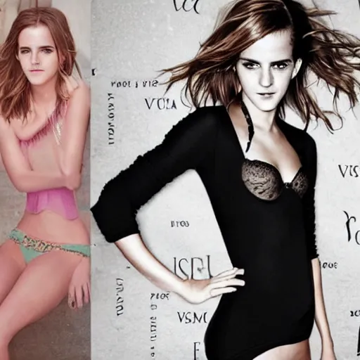 Image similar to emma watson modeling for victoria's secret, looking at the camera