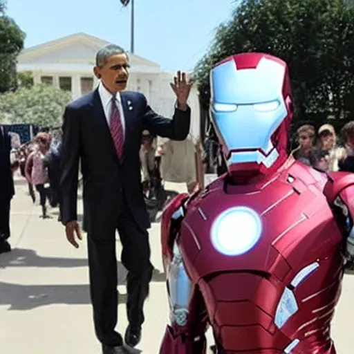 Image similar to Barack Obama as Iron Man, in an Iron Man suit