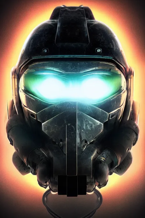 Image similar to robot ninja mask helmet halo master chief radiating a glowing aura global illumination ray tracing hdr fanart arstation by ian pesty and katarzyna da „ bek - chmiel