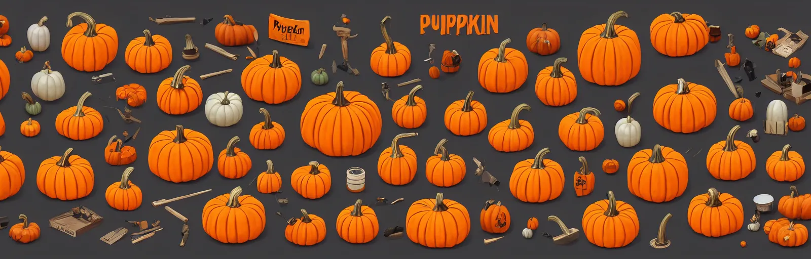 Image similar to prop pumpkin items isometric game pack trending on artstation