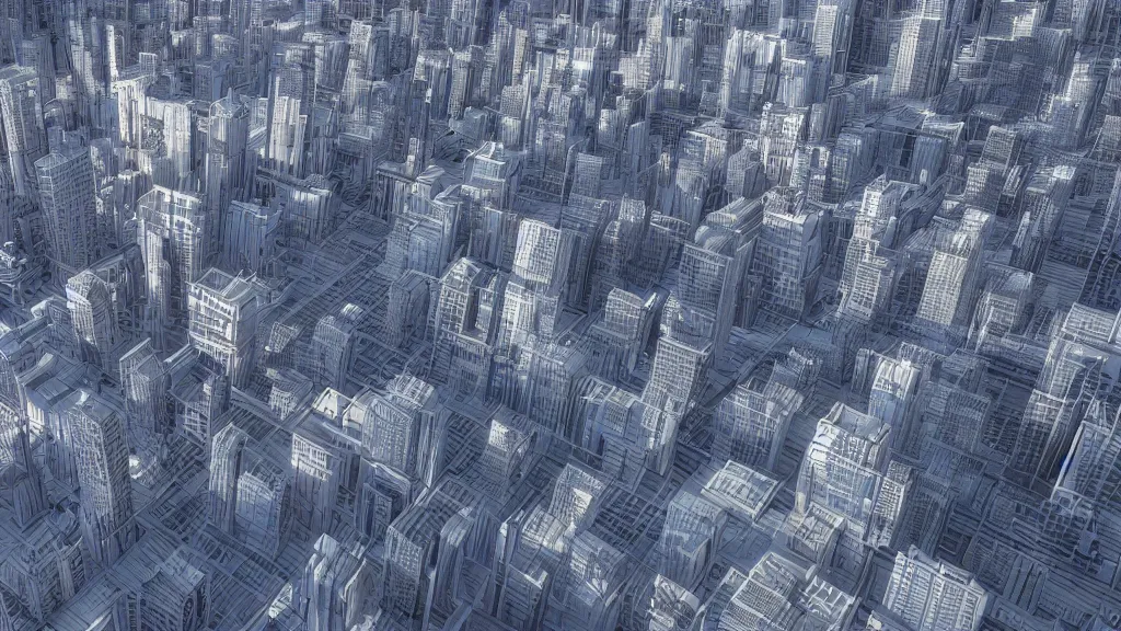 Image similar to 3 d fractal cityscape, octane render