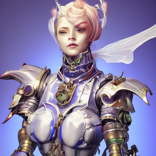 Image similar to studio portrait of lawful good colorful female holy mecha paladin absurdly beautiful, elegant, young sensual graceful woman, ultrafine hyperrealistic detailed face illustration by kim jung gi, irakli nadar, intricate linework, sharp focus, bright colors, matte, octopath traveler, final fantasy, unreal engine highly rendered, global illumination, radiant light, intricate environment