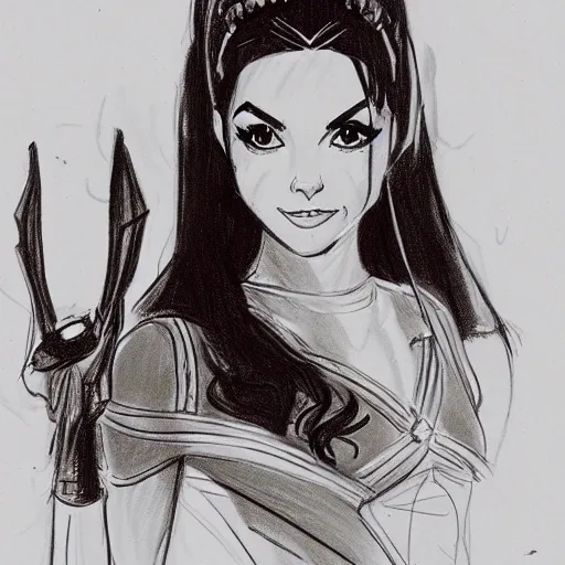 Image similar to milt kahl sketch of victoria justice as princess padme from star wars episode 3