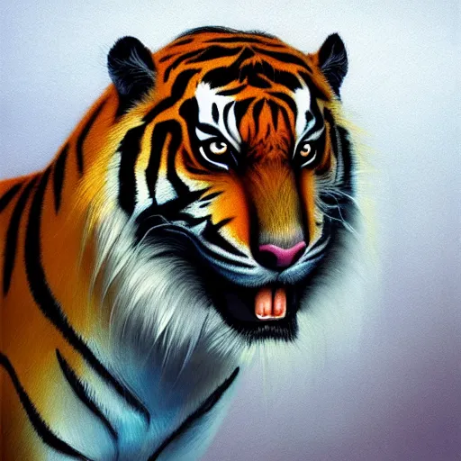 Prompt: an anthropomorphic tiger, painting by hsiao - ron cheng,