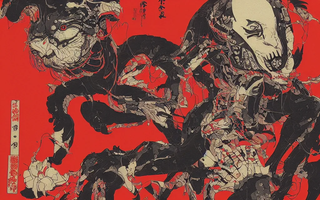 Prompt: digital cyber punk horror ukiyo-e painting, artstation