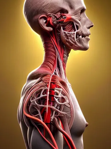 Image similar to medical reference, anatomical sculpture of central nervous system, quixel megascans, photorealism, cgi, digital concept art, redshift render, physically based rendering, cinematic, filmic : : illustrated by artgerm, nychos, alan grey, elena masci, tom bagshaw - h 4 8 0