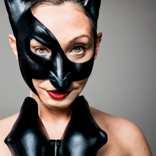 Prompt: Mark Zuckerberg as Catwoman, 105mm, Canon, f/1.4, ISO 100, 1/200s, 8K, RAW, symmetrical balance, Dolby Vision, Aperture Priority