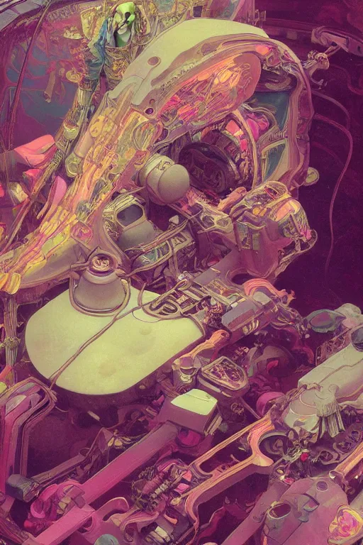 Image similar to interior of a Stomach digesting filled with glowing pink water, Digestion Acid, Skeleton, Cross section, Claustrophobic, seapunk Mecha , vaporwave , digital art, artstation, by WLOP, Ilya repin, alphonse mucha., Very highly detailed 8K, octane, Digital painting, the golden ratio,