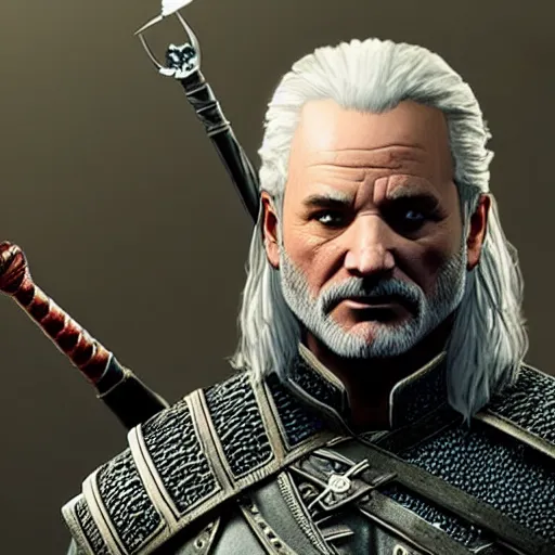 Image similar to bill murray plays geralt in the witcher 3, screenshot, promotional shot