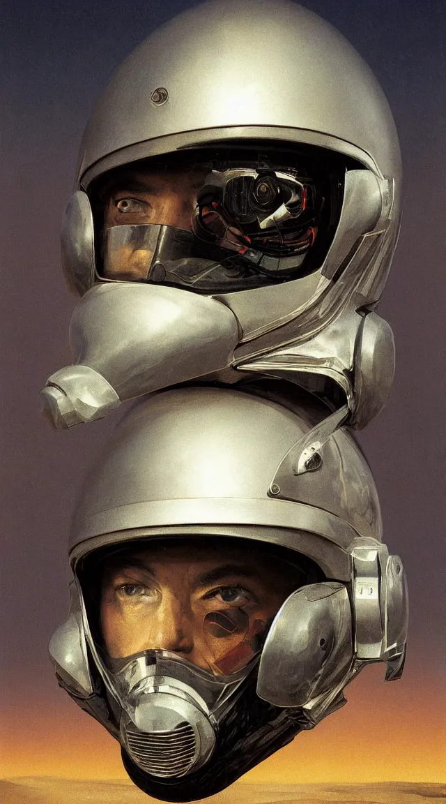 Image similar to beautiful extreme closeup portrait photo in style of frontiers in helmet motoracing dirt Helmets of Emperor Charles V the Wise science fashion magazine September retrofuturism edition, highly detailed, soft lighting, elegant , lighting, 35mm , Edward Hopper and James Gilleard, Zdzislaw Beksinski, Steven Outram, highly detailed