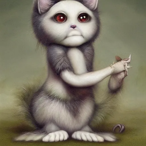 Image similar to a weird surreal and whimsical furry creature, fantasy concept art by nicoletta ceccoli, mark ryden, lostfish, max fleischer