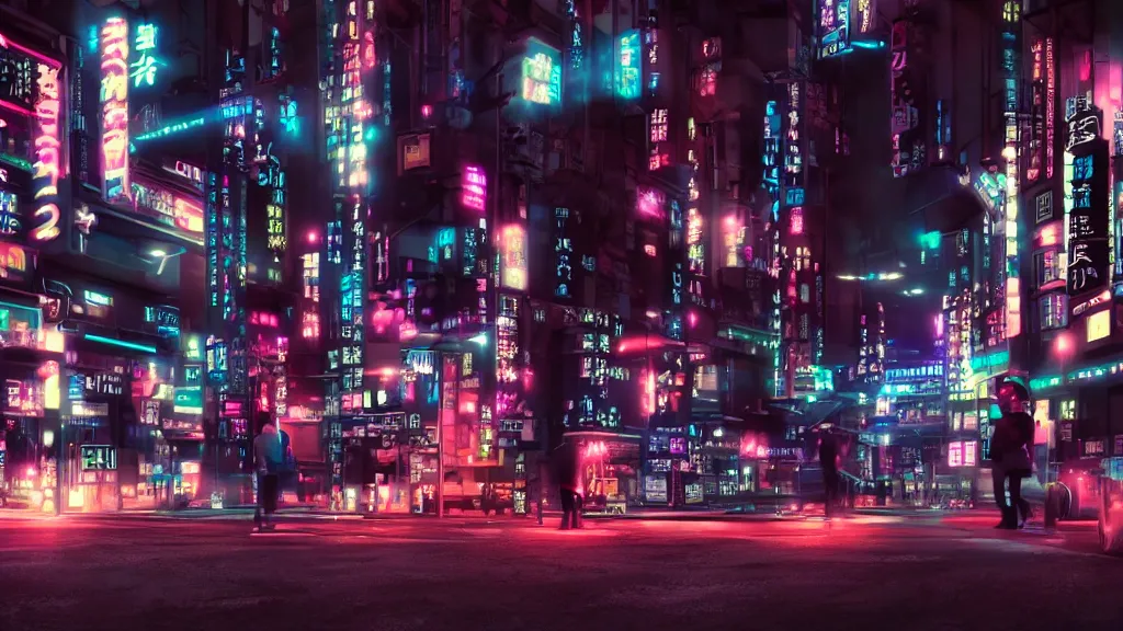 Image similar to japan cyber punk, night vibes, neon lit, cinematic lighting, octane render, 4 k, dark, hyper realistic