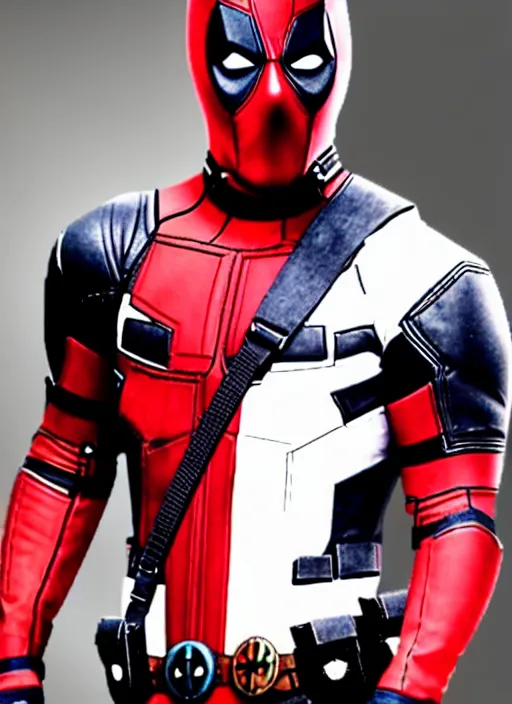 Image similar to actor mario casas con el traje deadpool photo 4k high details