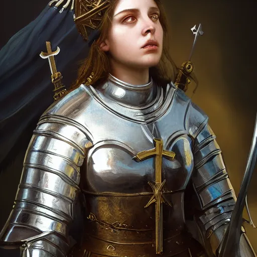 Prompt: beautiful painting of Joan of Arc, high quality, highly detailed, Romanticism painting, medieval, 8k, vivid, coherent, octane render