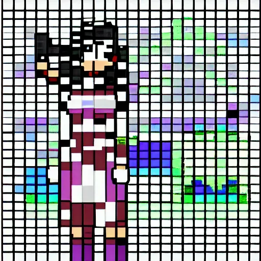 Prompt: pixel art waifu, grid, pixelated