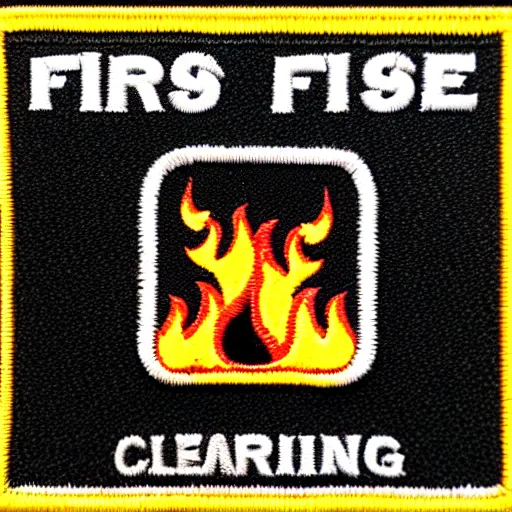 Prompt: a photo of a retro 1 9 9 0's minimalist clean fire flame warning caution punk patch