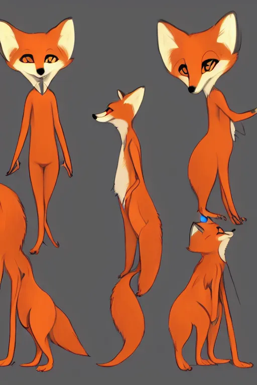 Image similar to an anthropomorphic fox, fursona!!! by don bluth, by kawacy, trending on artstation, full body