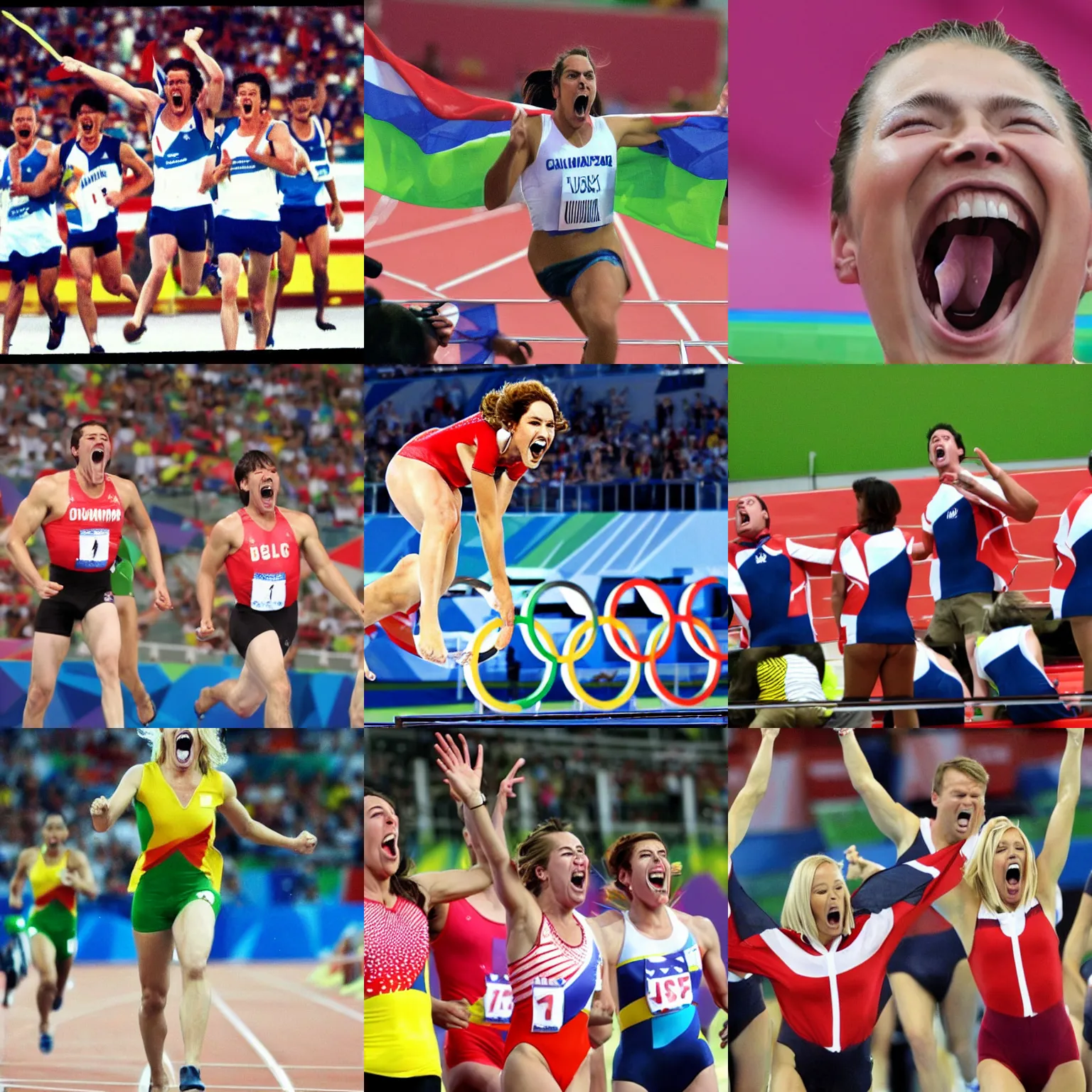 Prompt: competitive yelling! as an olympic sport, photo from the olympic games