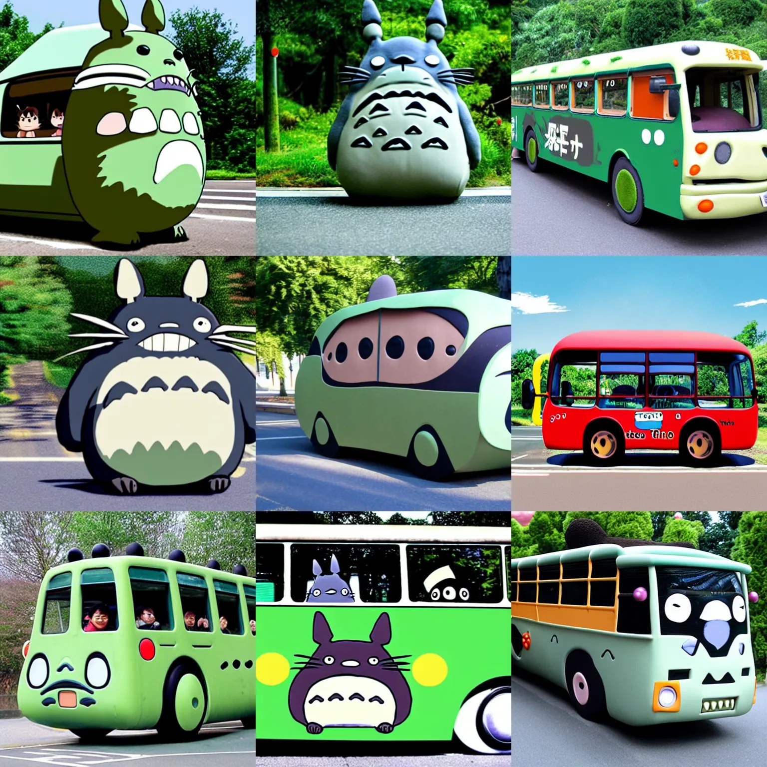 Prompt: totoro shaped bus
