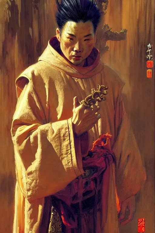 Image similar to priest, character design, ancient china, colorful, painting by gaston bussiere, craig mullins, j. c. leyendecker, tom of finland