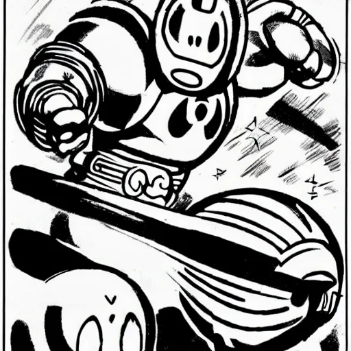 Prompt: kirby in the style of jack kirby