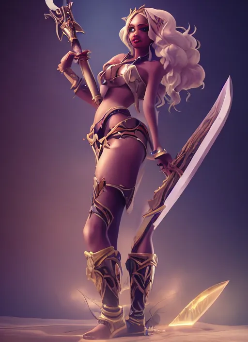 Prompt: qiyana holding a giant sword, from league of legends, au naturel, hyper detailed, digital art, trending in artstation, cinematic lighting, studio quality, smooth render, unreal engine 5 rendered, octane rendered, art style by klimt and nixeu and ian sprigger and wlop and krenz cushart