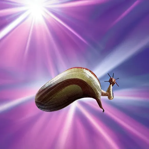 Prompt: a gian snail overlord being shinned by god rays covering the center surrounded by giant clouds surrounding the snail