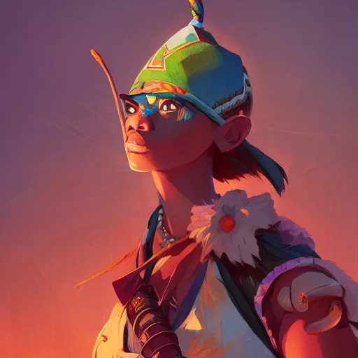 Image similar to tribal afrika asian hacker, Video game character design , 2d game fanart behance hd by Jesper Ejsing, by RHADS, Makoto Shinkai and Lois van baarle, ilya kuvshinov, rossdraws global illumination