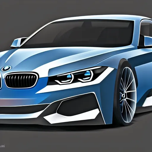 Prompt: low poly of a bmw car, digital art, illustration