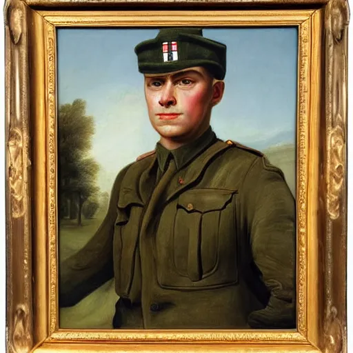 Prompt: portrait painting of a ww2 soldier by George Stubbs, renaissance painting, oil painting, old master