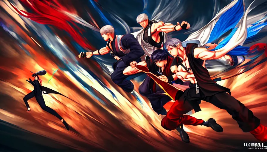 Image similar to concept art from kof snk 2 0 0 0 by jama jurabaev, cel shaded, cinematic shot, trending on artstation, high quality, brush stroke, amusement park on a old civilization