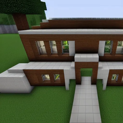 Prompt: modern clean Minecraft house