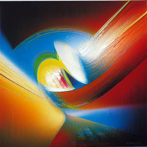 Image similar to abstract art representing momentum, oil painting by john berkey and gabriel dawe, masterwork