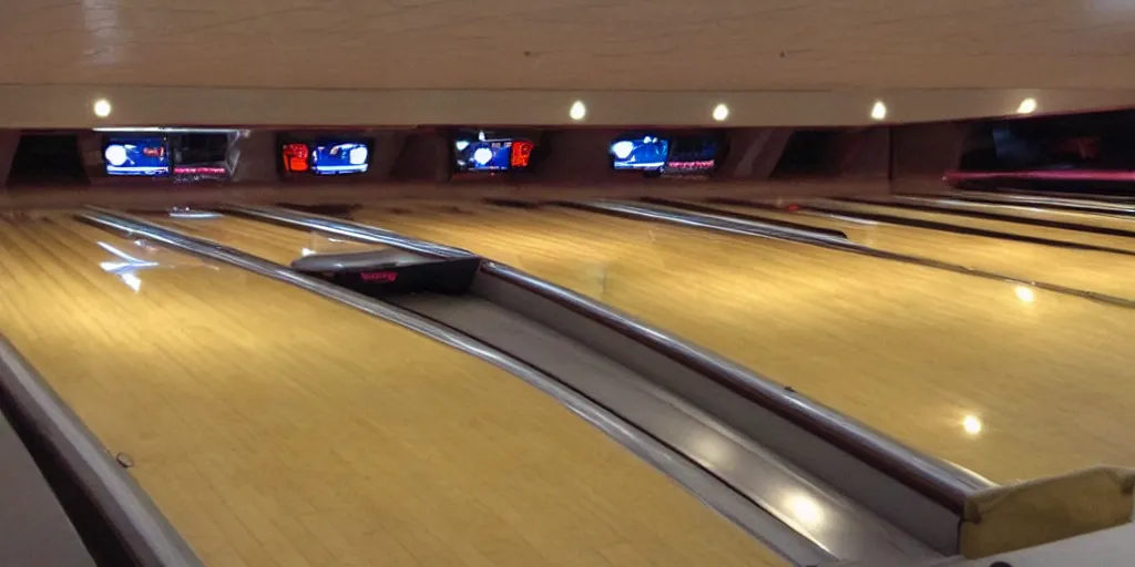 Prompt: Bowling alley made out of cheese