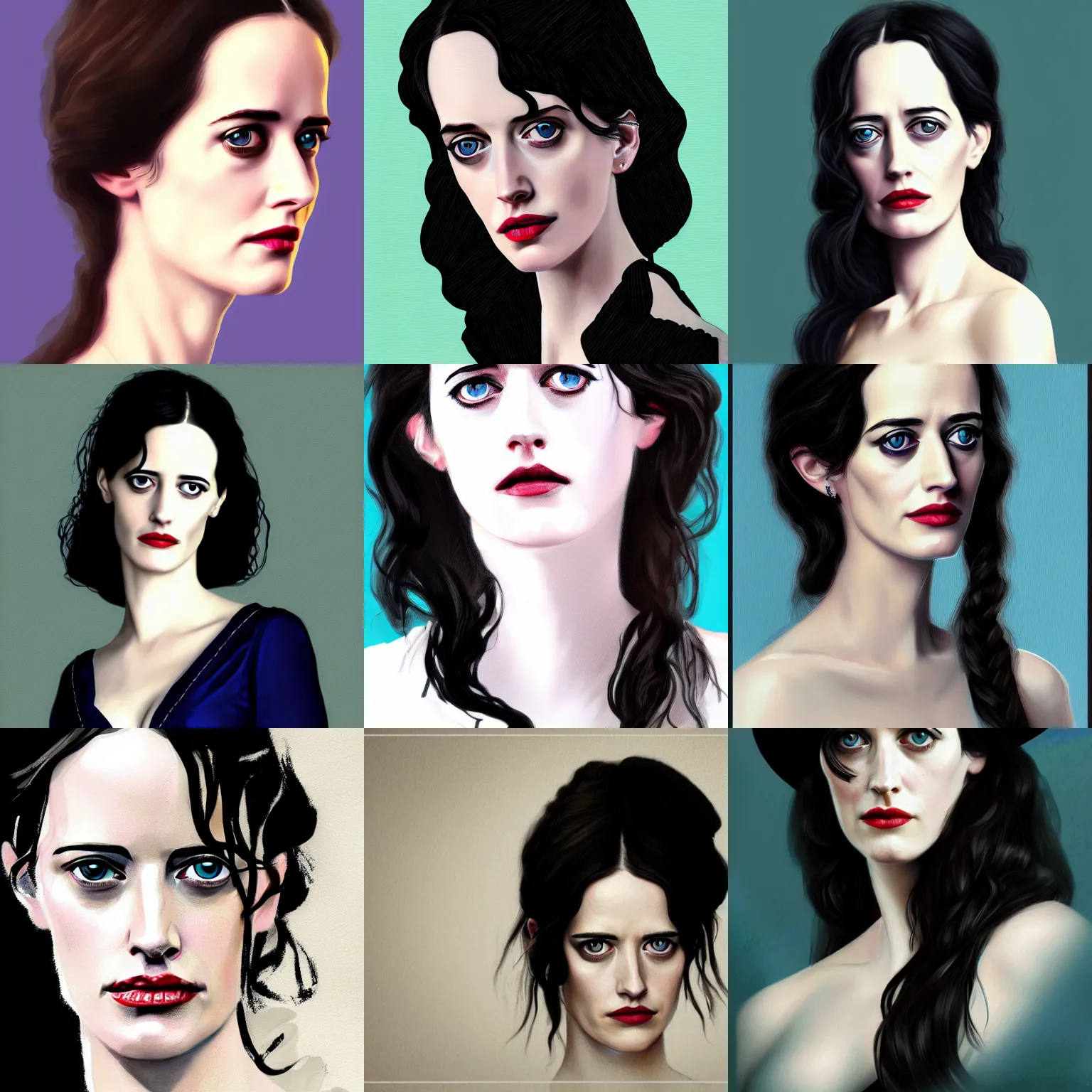 Prompt: portrait of eva green by thomas francis dicksee, penelope ives from penny dreadful, vesper lynd from casino royale blue eyes, artstation hq