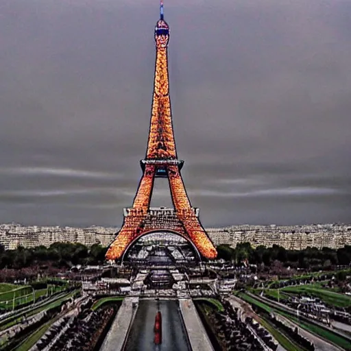 Prompt: the eiffel tower wrapped in cloth in the style of Christo