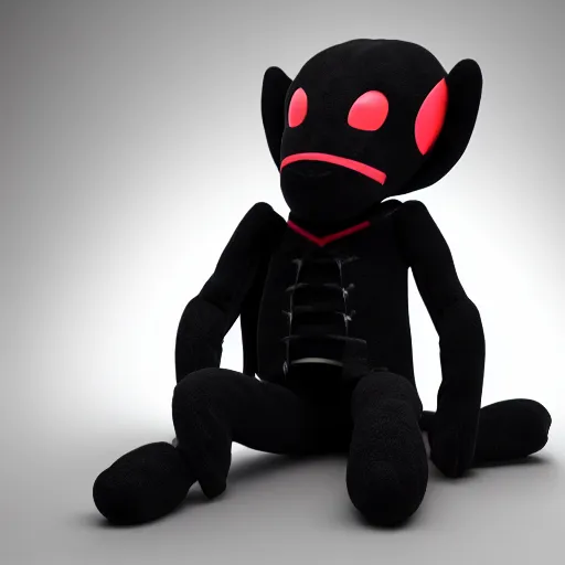 Prompt: cute fumo plush of an alien boy in a black hoodie, three point lighting, color contrast, vray